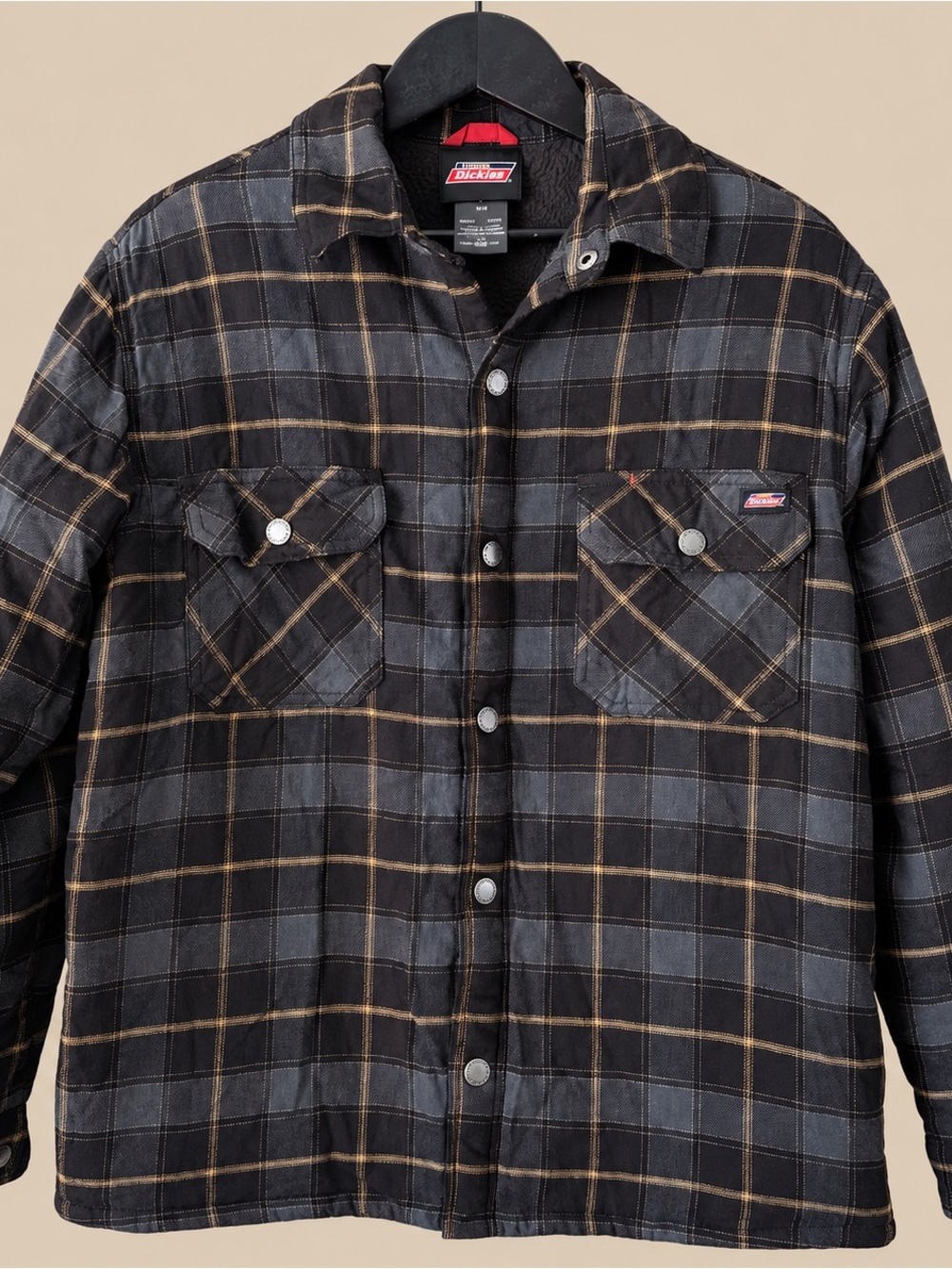 Dickies Plaid Fleece Lined Snap Front Jacket M
